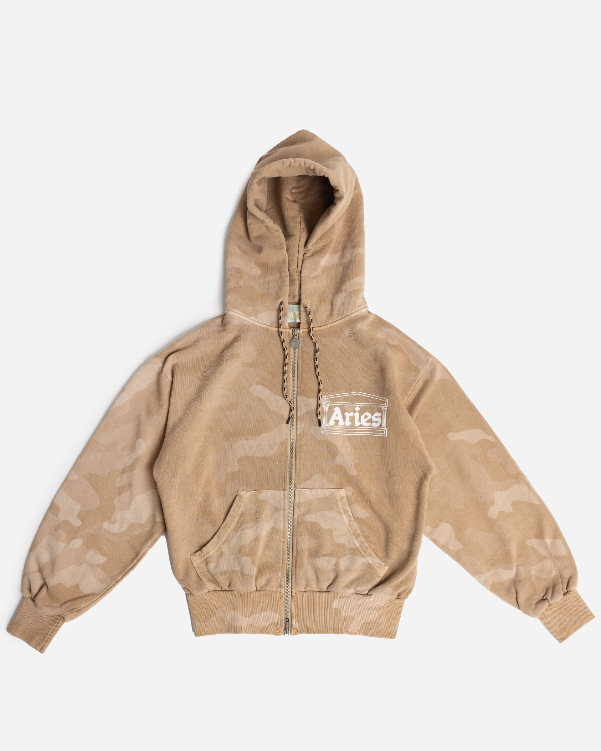 Aged Temple Camo Zip Through Hoodie