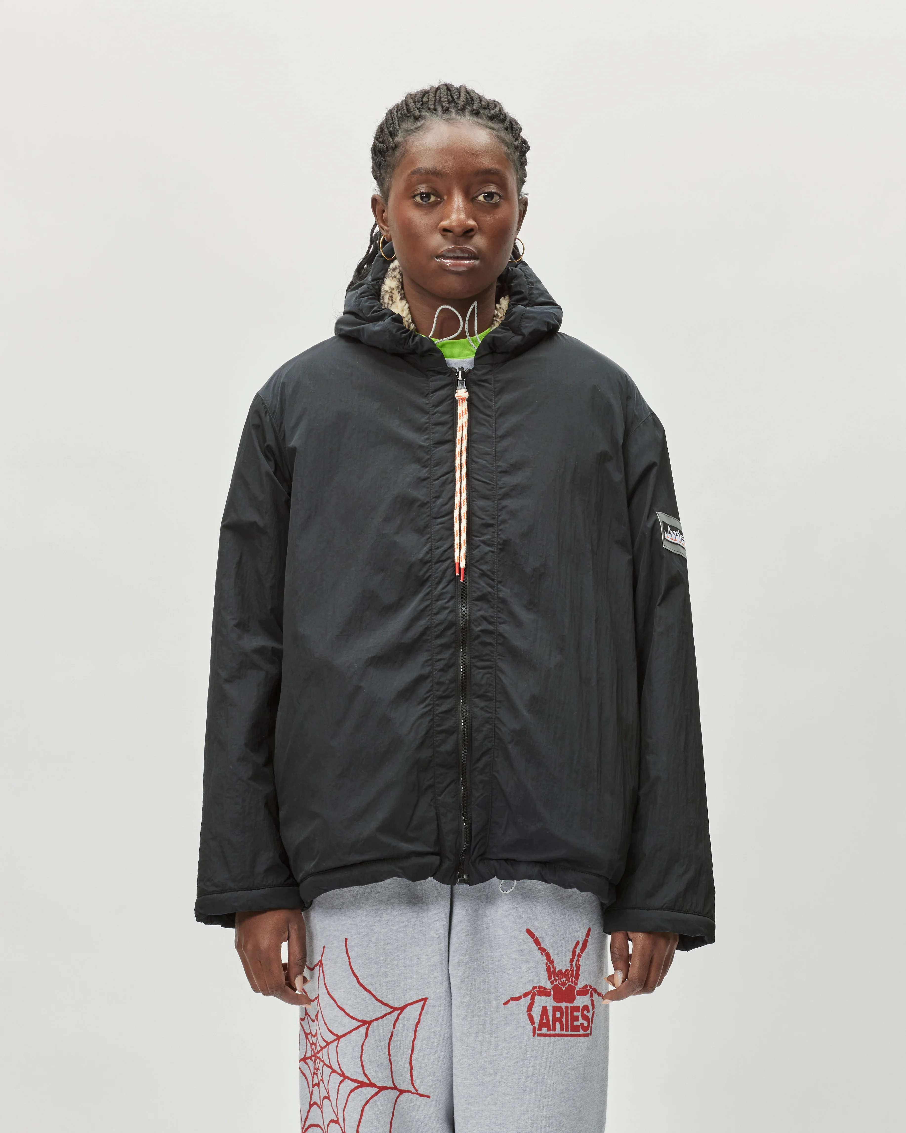 Reversible Nylon and Floral Fleece Parka - Image 2