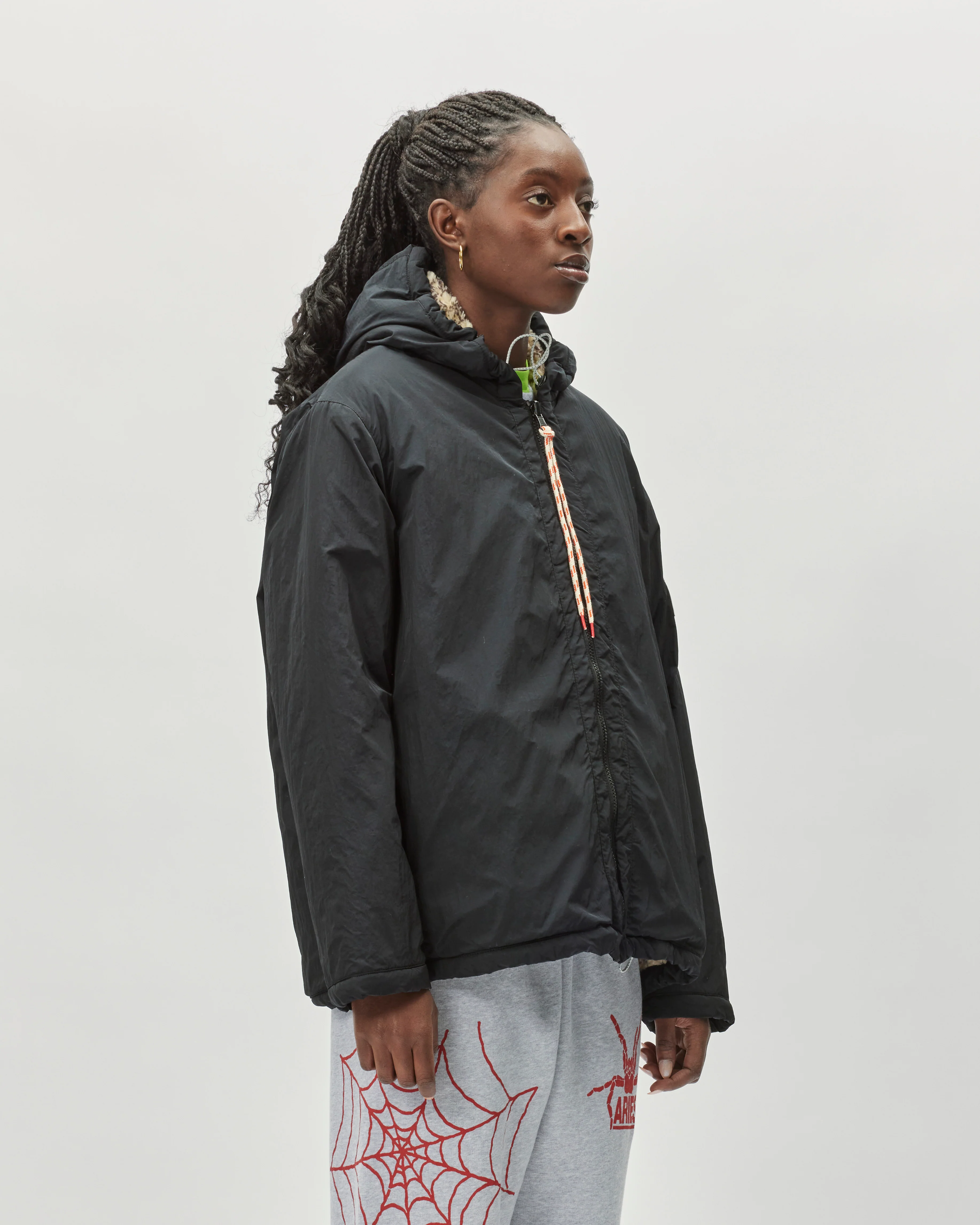 Reversible Nylon and Floral Fleece Parka - Image 3