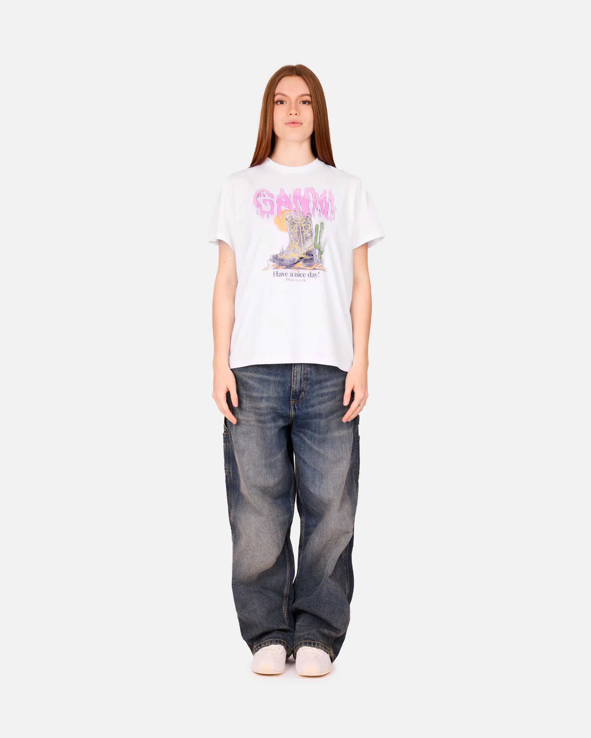 Basic Cotton Jersey T-shirt Boots Print - Image 2