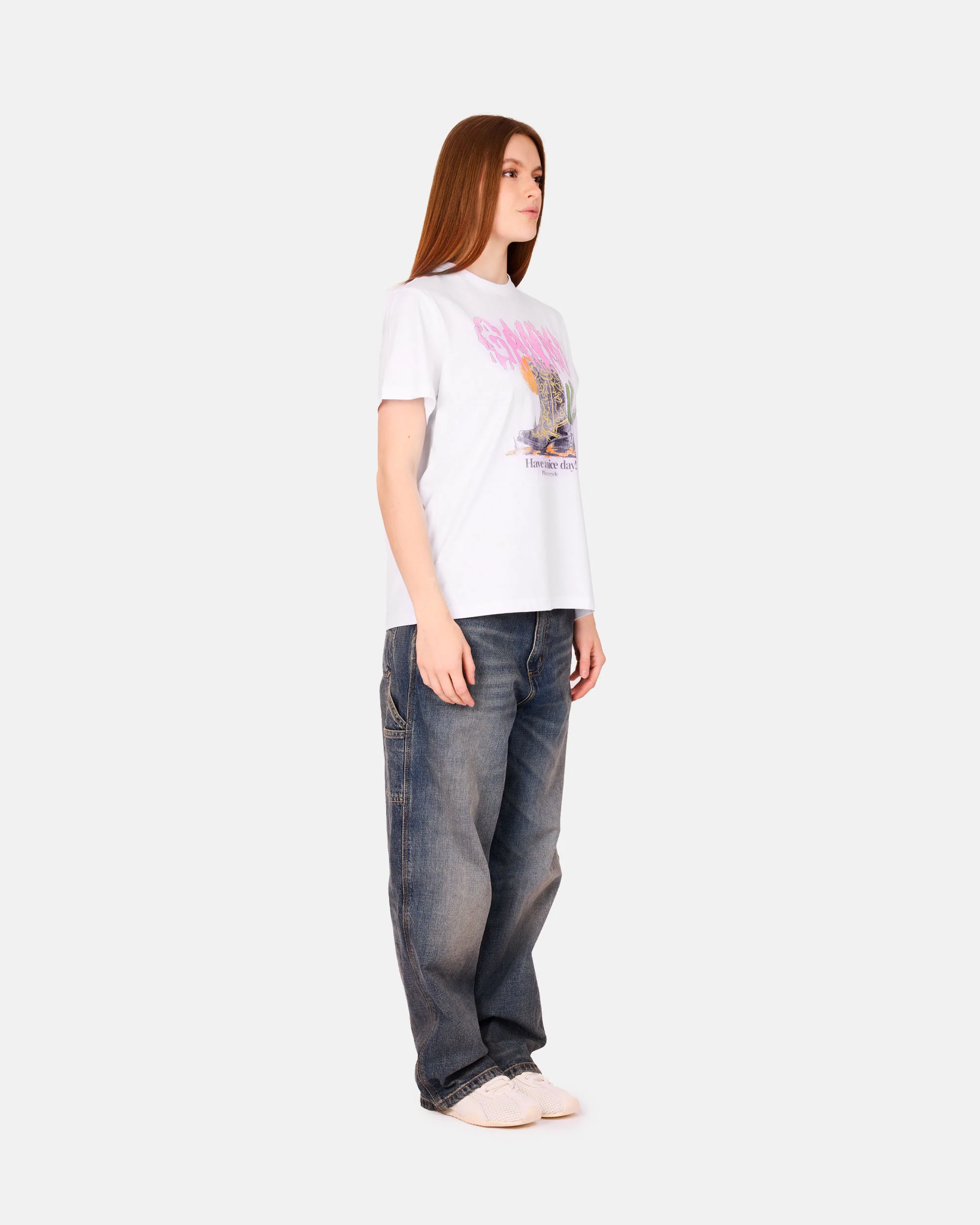 Basic Cotton Jersey T-shirt Boots Print - Image 3