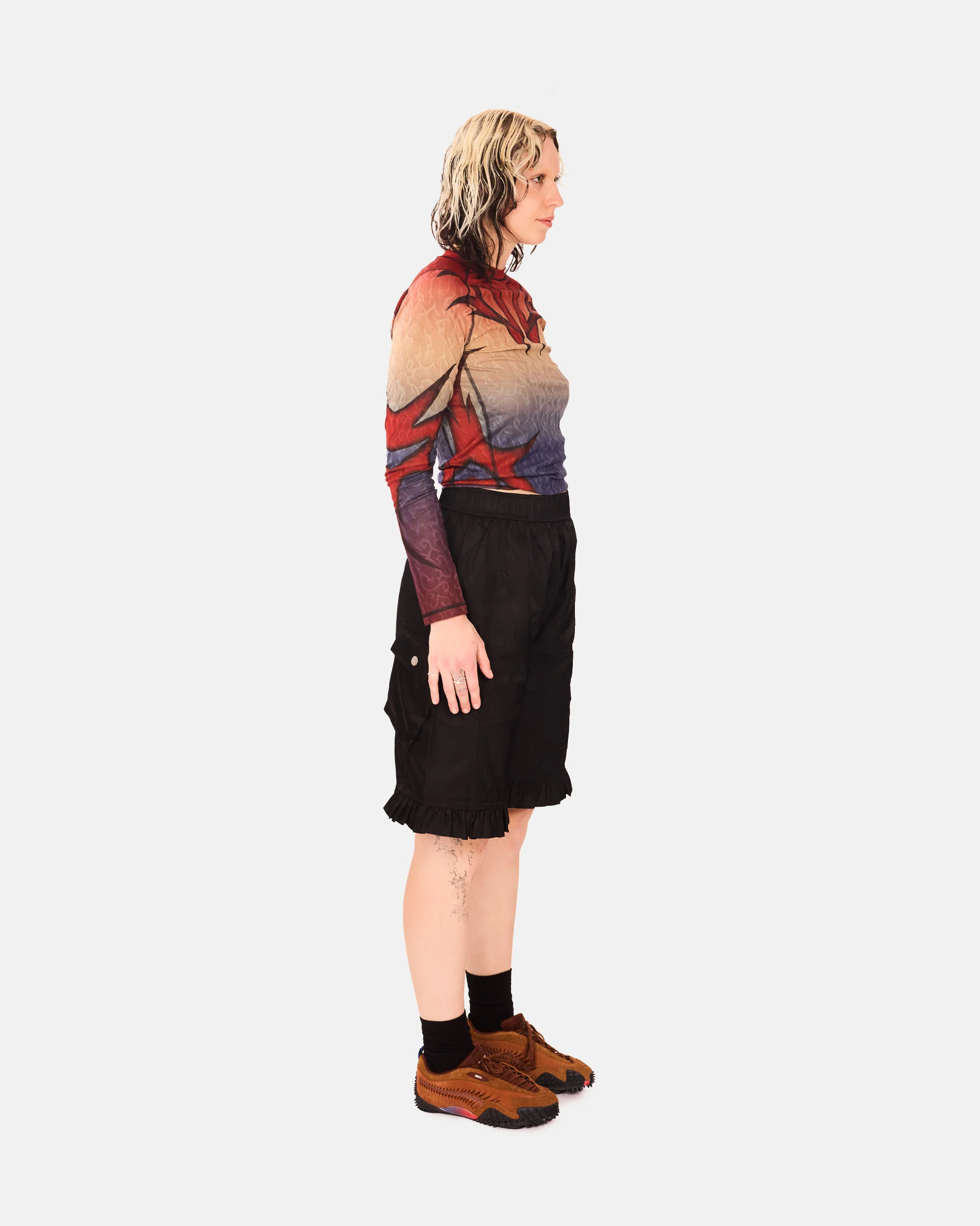 Duchesse Nylon Midi Shorts med volang - Image 4