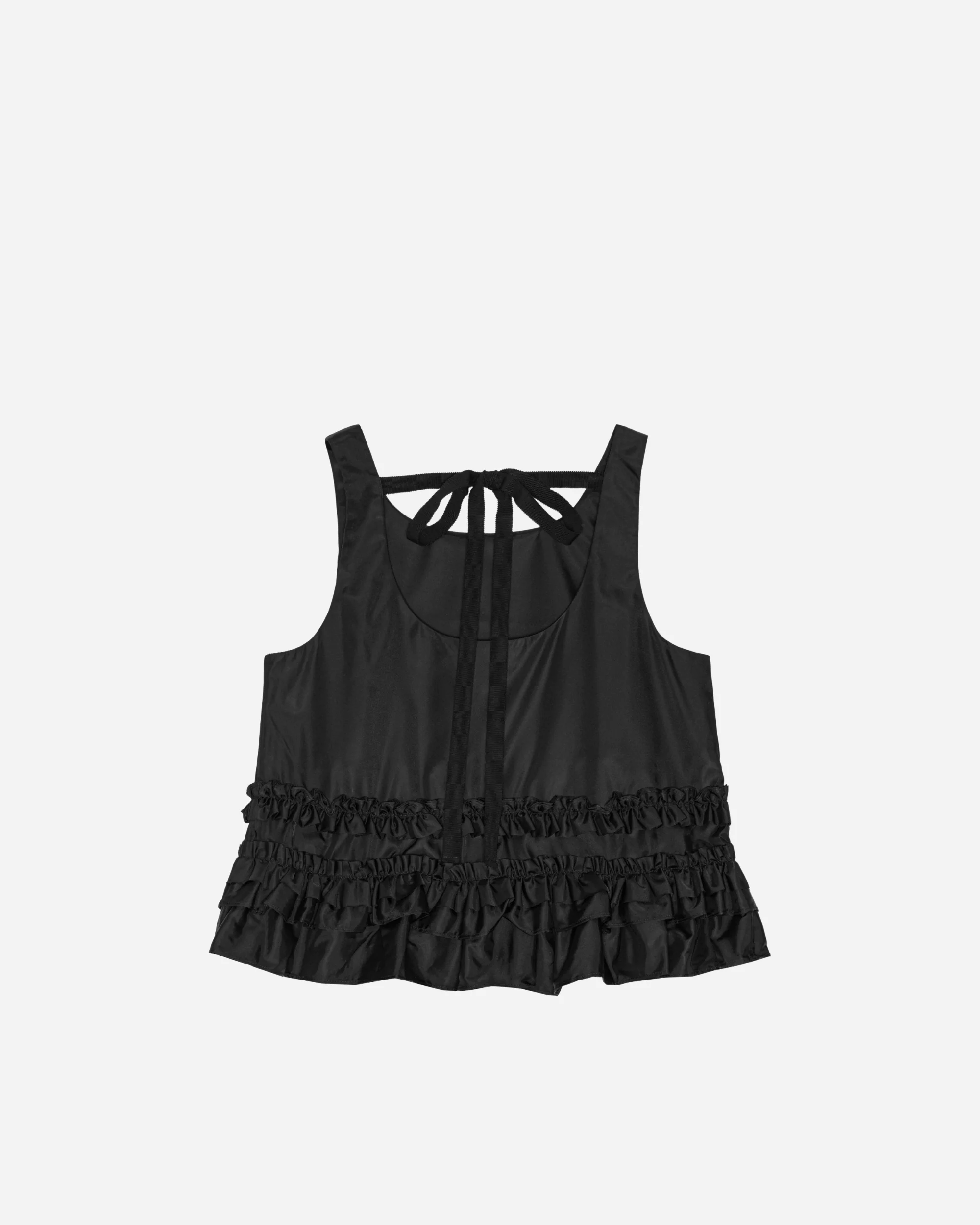 Duchesse nylon-överdel med öppen rygg och volang - Image 3