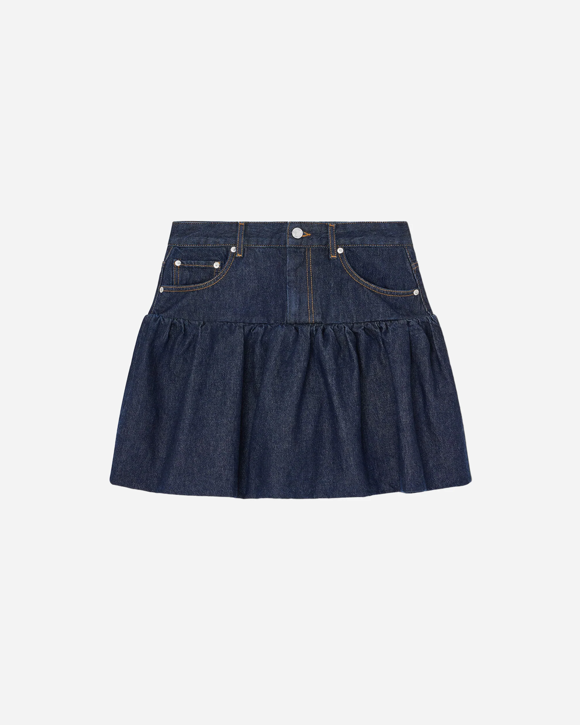Rinse Denim Bubble Mini Skirt