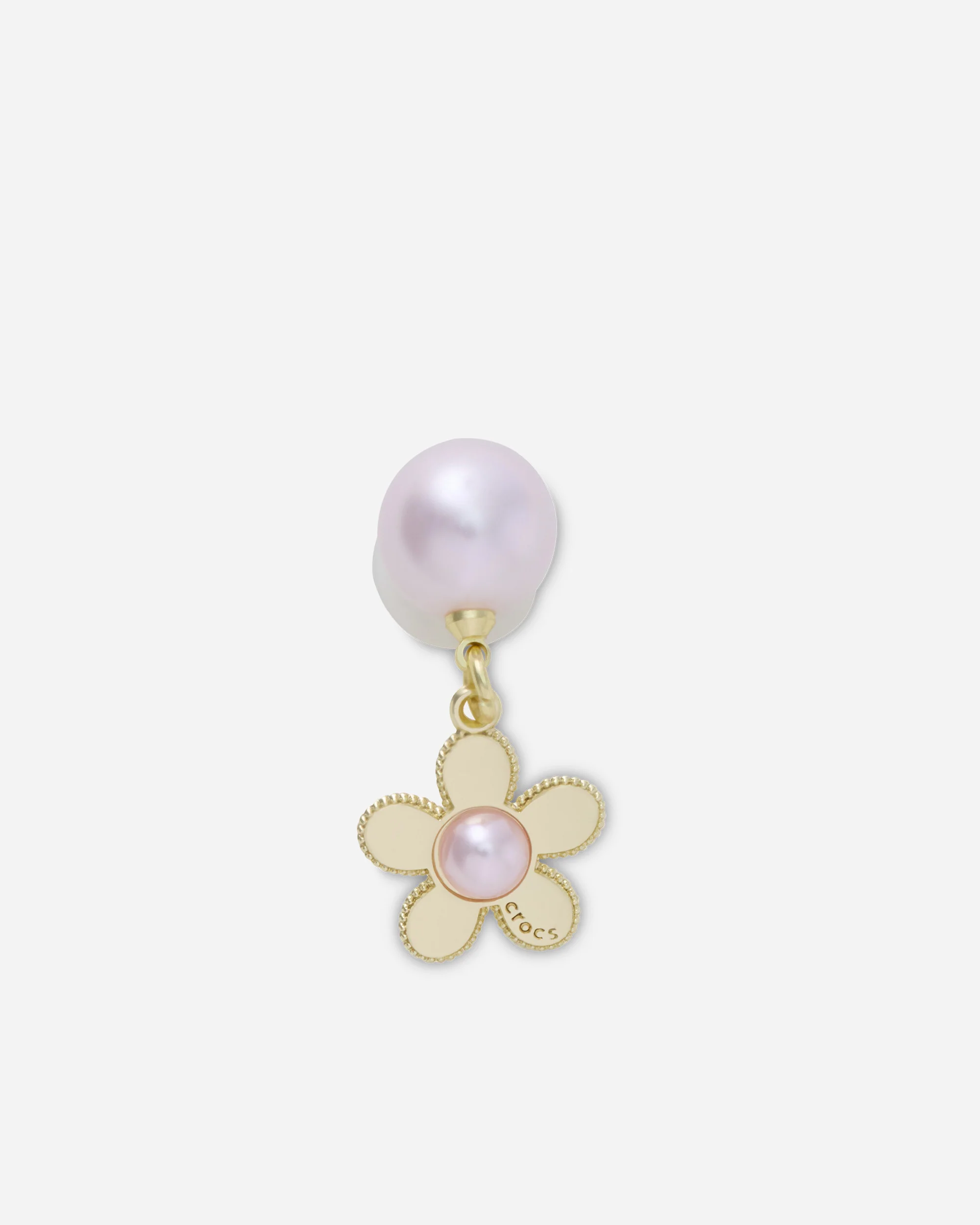 Jibbitz Pink Pearl and Gold Flower