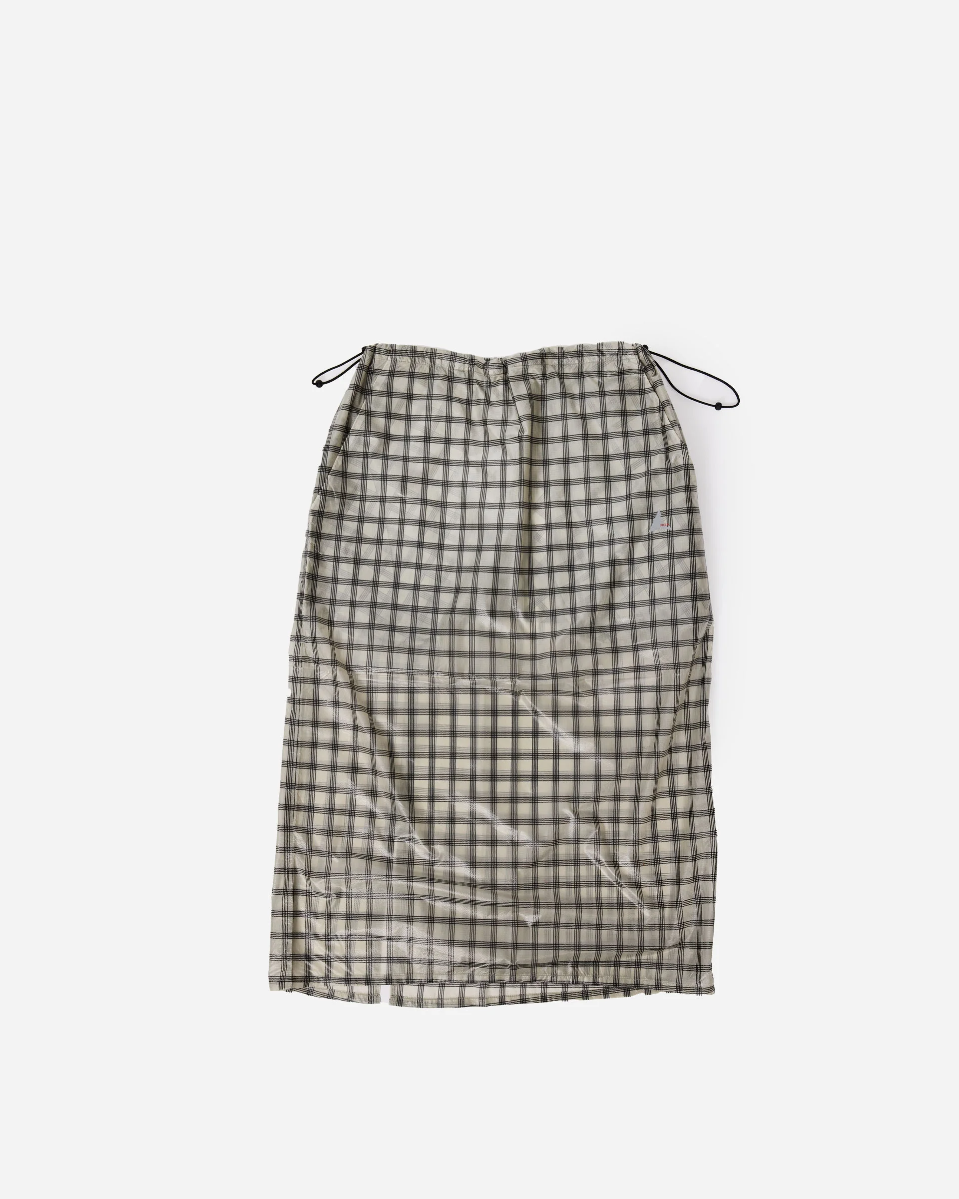 Nia See Through Printed Check Mid Skirt